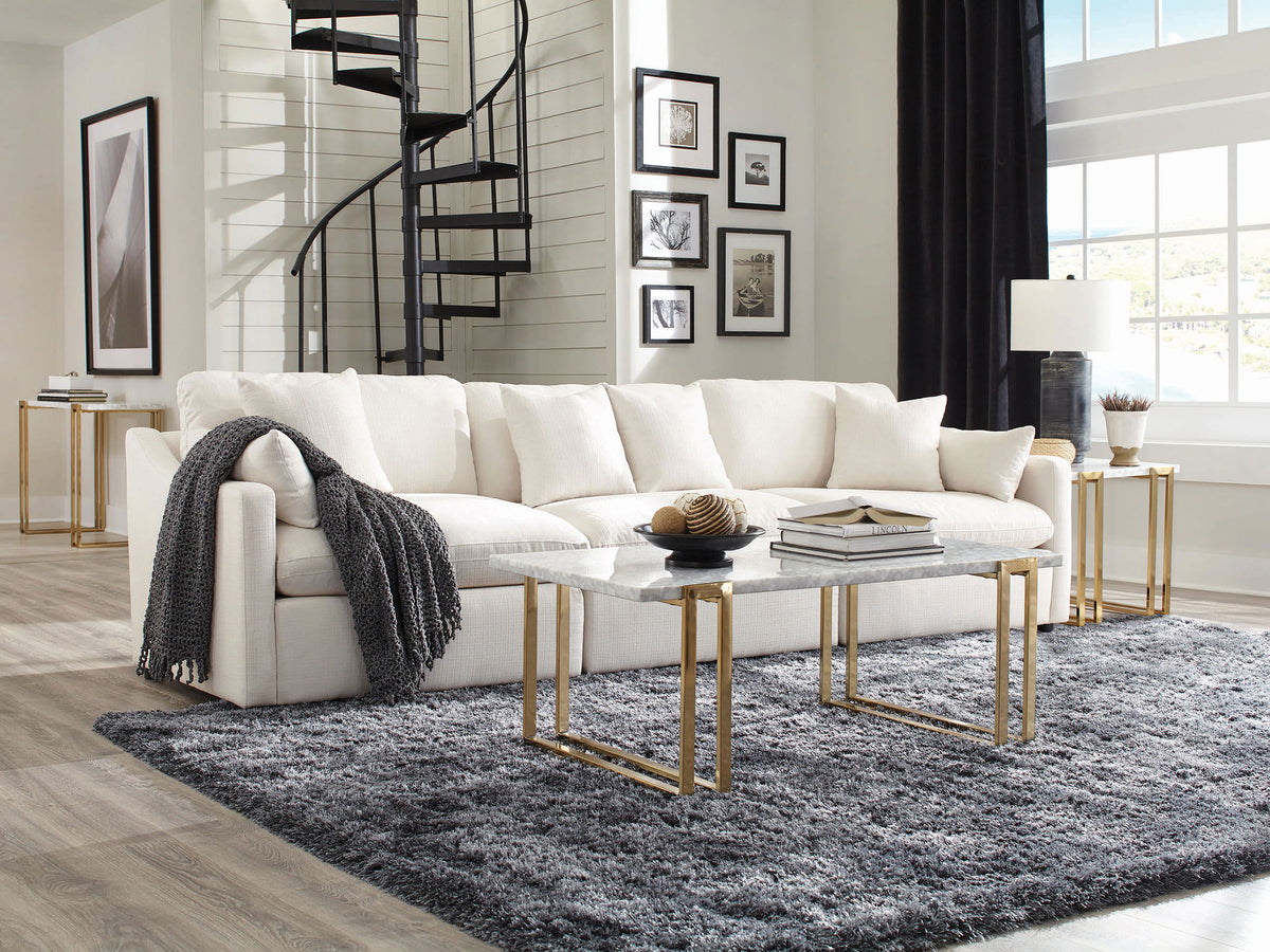 Hobson Upholstered Chair - Ivory, Right Arm Facing