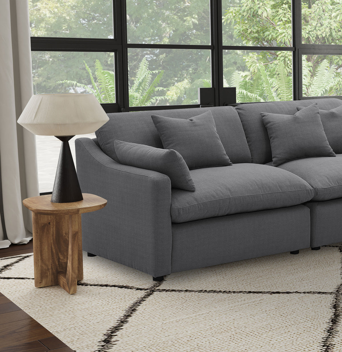 Hobson Upholstered Chair - Charcoal, Left Arm Facing