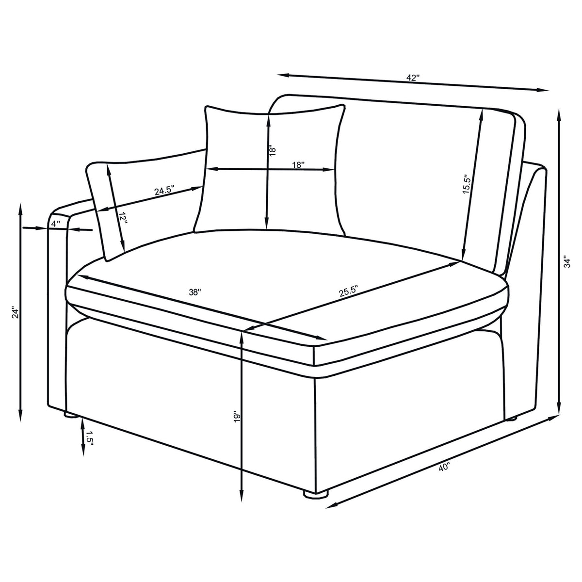 Hobson Upholstered Chair - Charcoal, Left Arm Facing