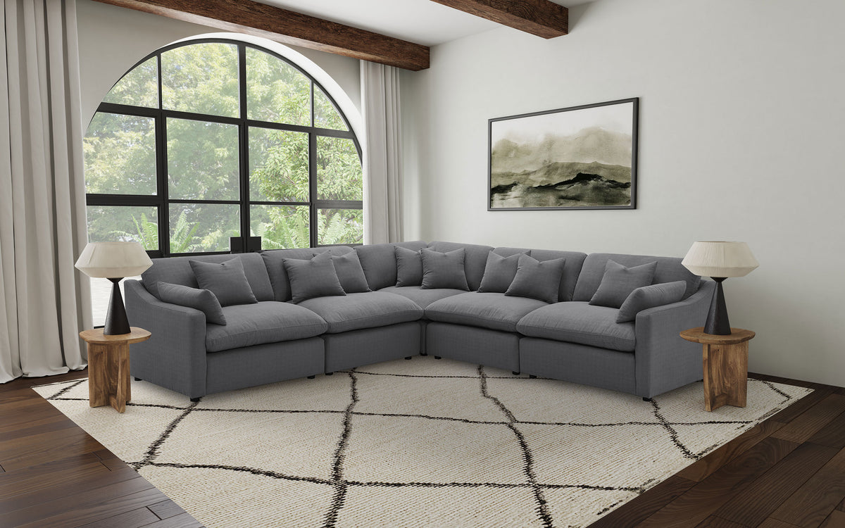 Hobson Upholstered Chair - Charcoal, Left Arm Facing