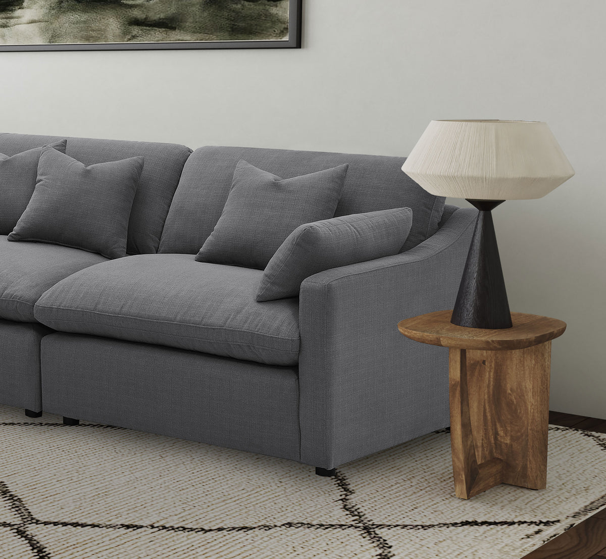 Hobson Upholstered Chair - Charcoal, Right Arm Facing