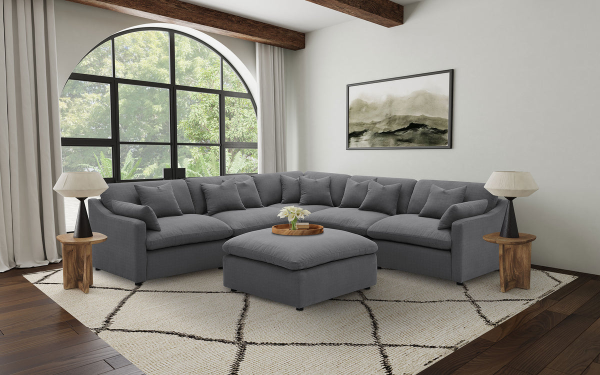 Hobson Upholstered Chair - Charcoal, Right Arm Facing