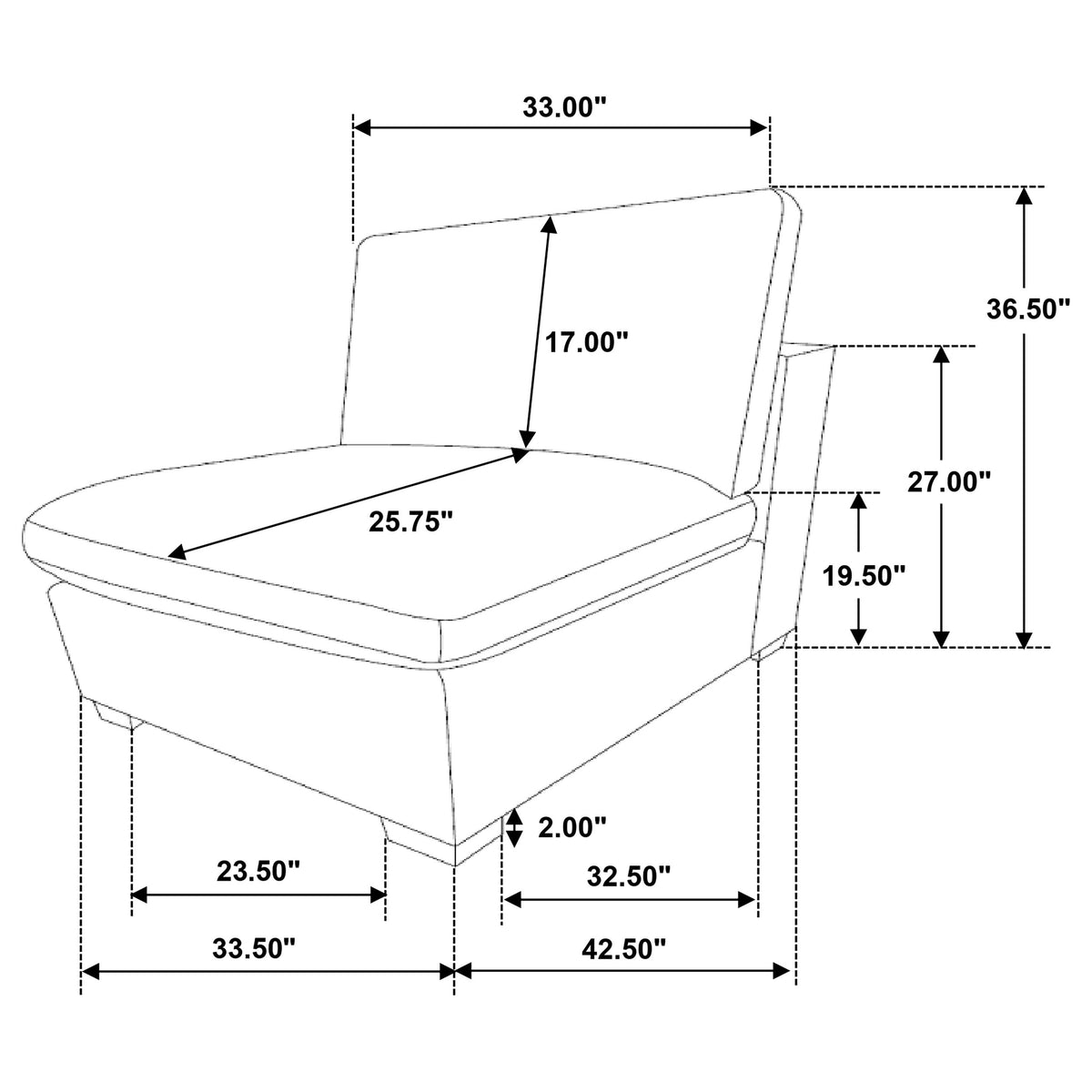 Lakeview Upholstered Armless Chair - Ivory
