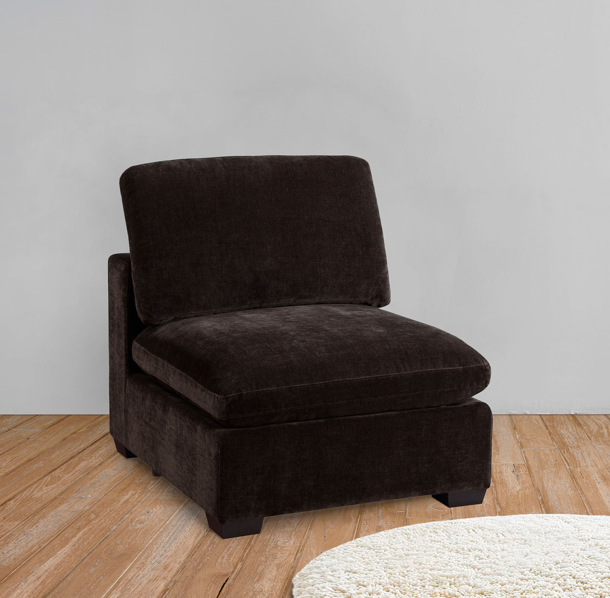 Lakeview Upholstered Armless Chair - Dark Chocolate