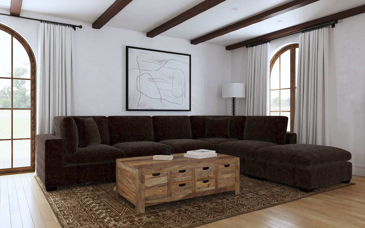 Lakeview Upholstered Corner Chair - Dark Chocolate