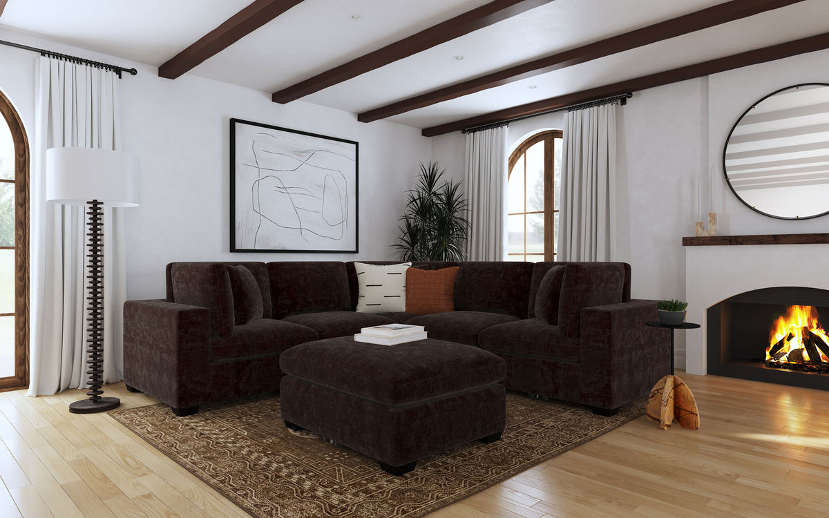 Lakeview Rectangular Upholstered Ottoman - Dark Chocolate