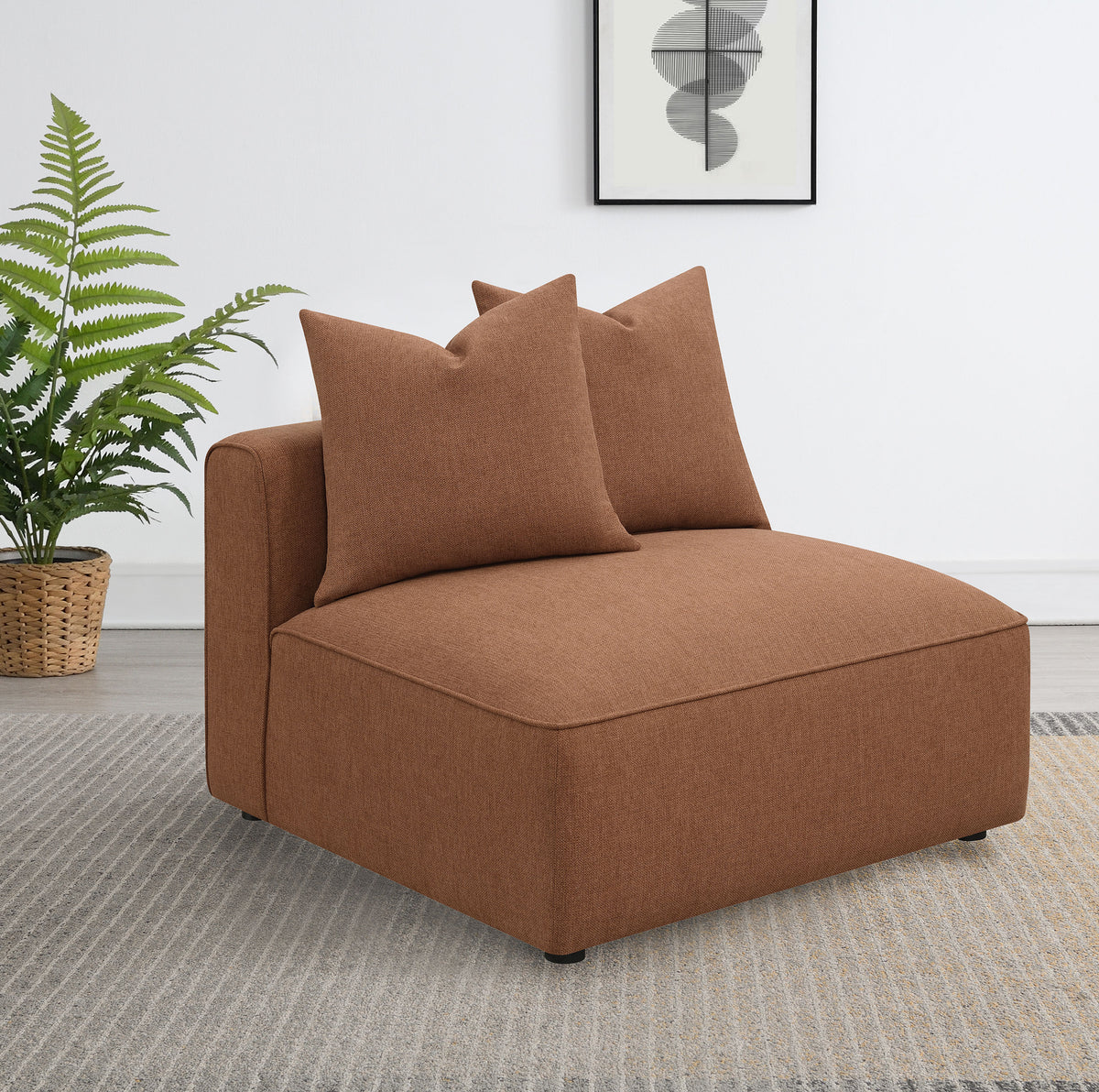 Jennifer Upholstered Armless Chair - Terracotta