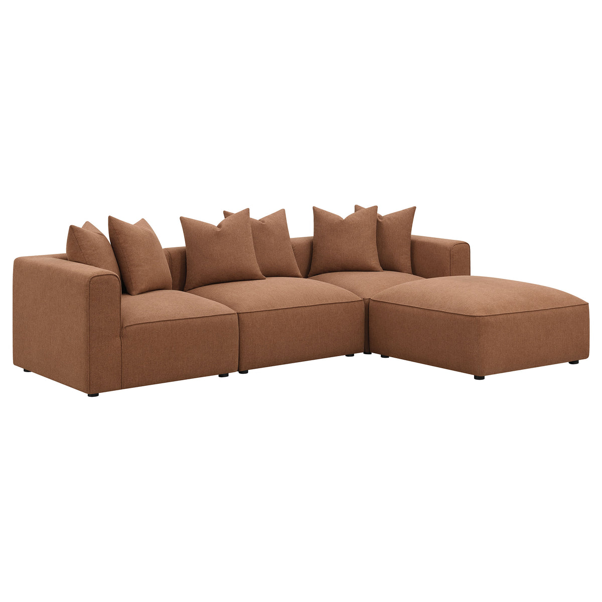 Jennifer Square Upholstered Ottoman - Terracotta