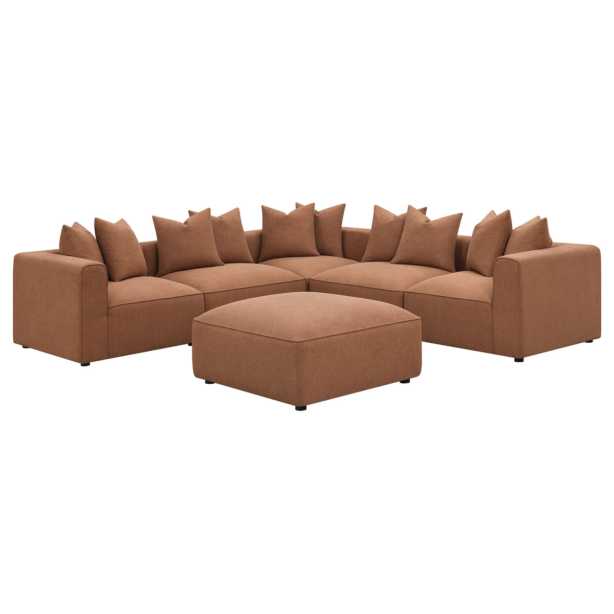 Jennifer Square Upholstered Ottoman - Terracotta