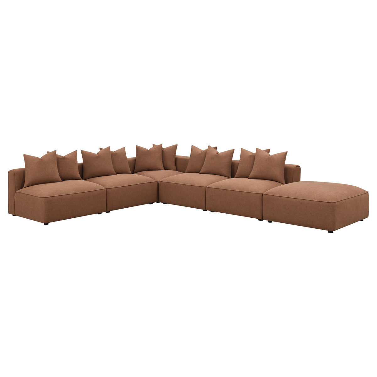 Jennifer Square Upholstered Ottoman - Terracotta
