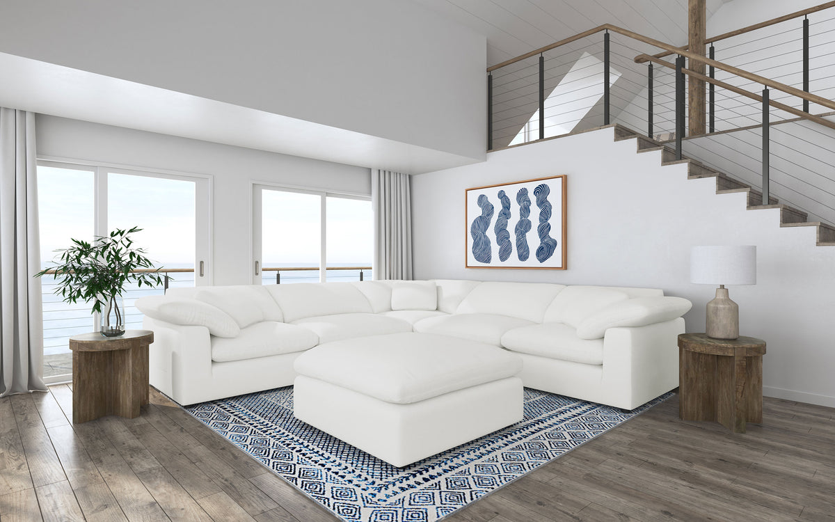 Raleigh 6-piece Boucle Upholstered Modular Sectional with 3 Corner Chairs and 2 Armless Chairs - Ivory