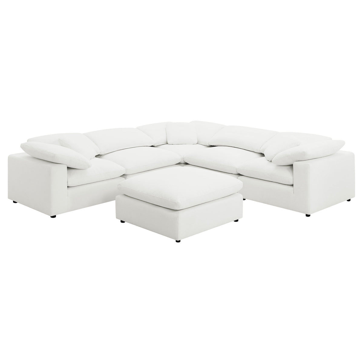 Raleigh 6-piece Boucle Upholstered Modular Sectional with 3 Corner Chairs and 2 Armless Chairs - Ivory