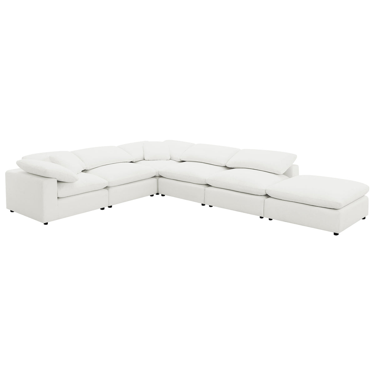 Raleigh 6-piece Boucle Upholstered Modular Sectional with 3 Armless Chairs and 2 Corner Chairs - Ivory