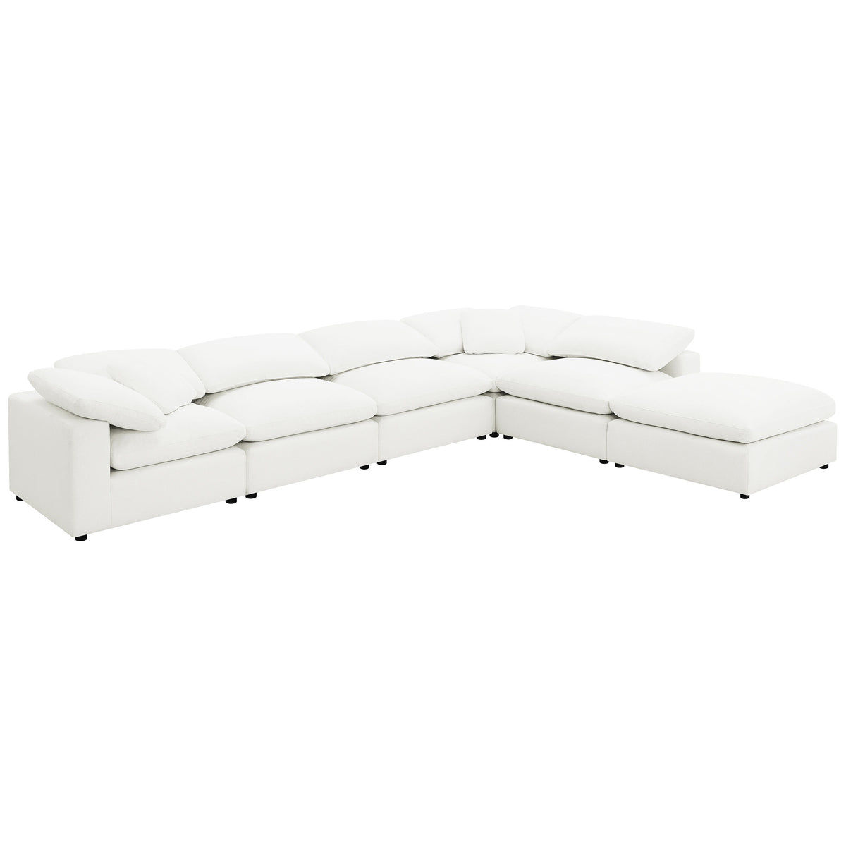 Raleigh 6-piece Boucle Upholstered Modular Sectional with 3 Armless Chairs and 2 Corner Chairs - Ivory