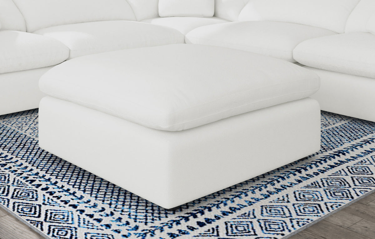 Raleigh Boucle Upholstered Ottoman - Ivory