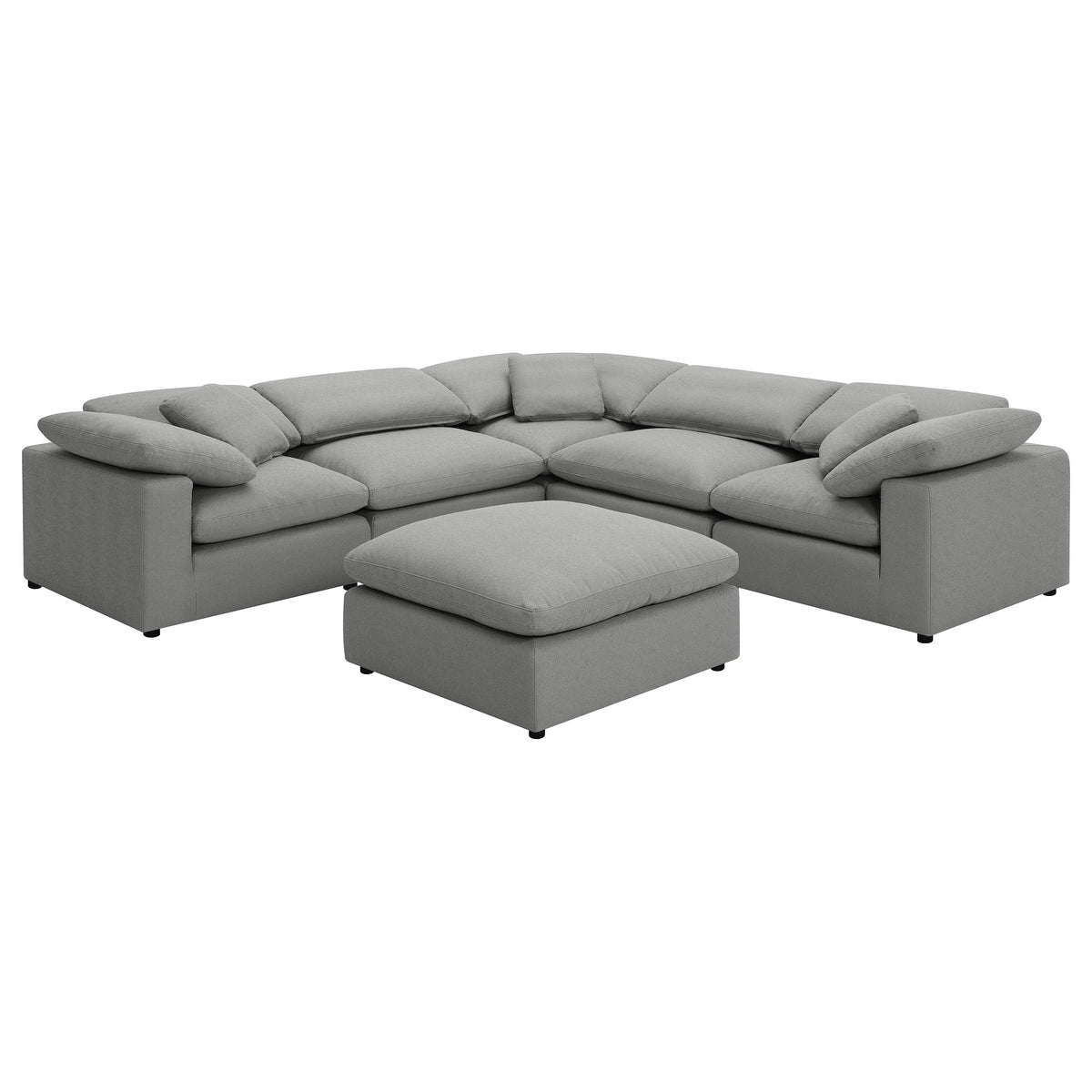 Raleigh 6-piece Boucle Upholstered Modular Sectional with 3 Corner Chairs and 2 Armless Chairs - Grey