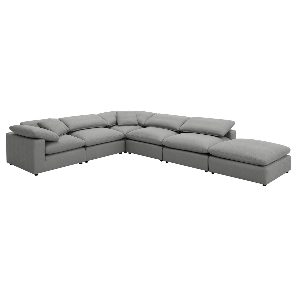 Raleigh 6-piece Boucle Upholstered Modular Sectional with 3 Armless Chairs and 2 Corner Chairs - Grey