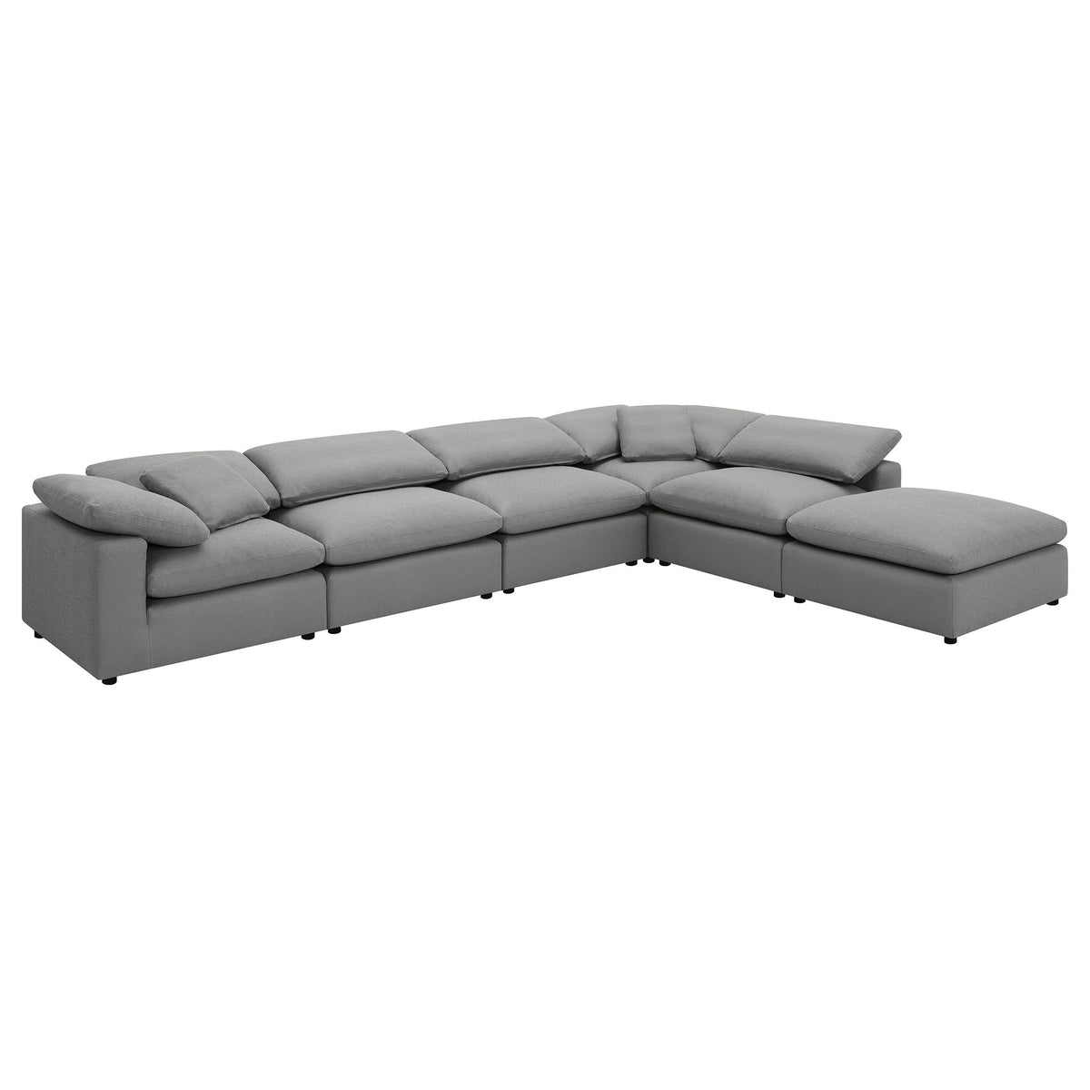 Raleigh 6-piece Boucle Upholstered Modular Sectional with 3 Armless Chairs and 2 Corner Chairs - Grey