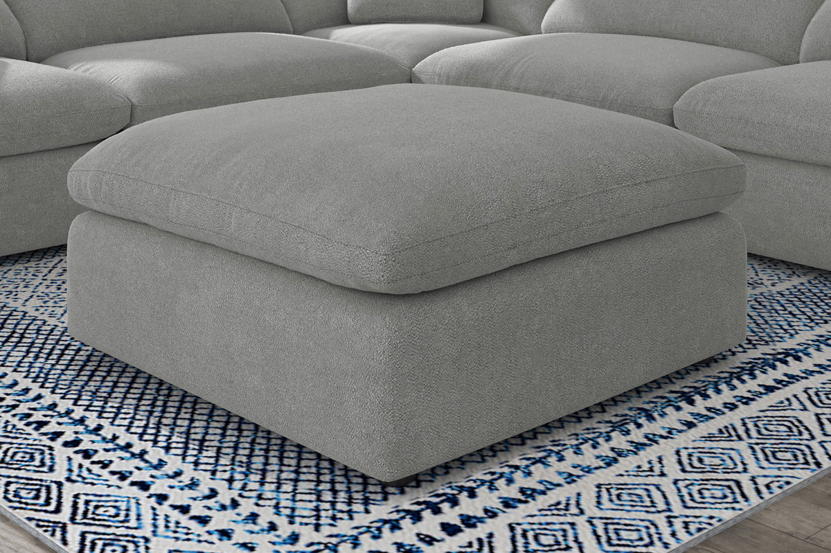 Raleigh Boucle Upholstered Ottoman - Grey