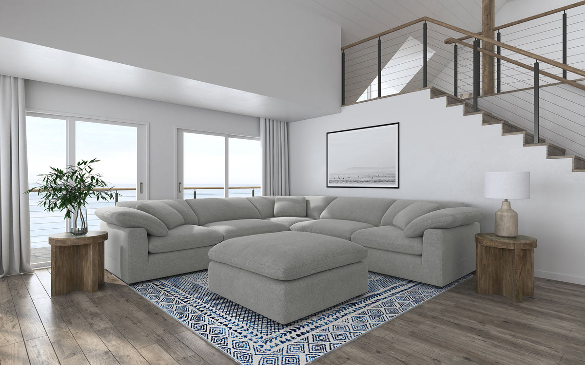 Raleigh Boucle Upholstered Ottoman - Grey