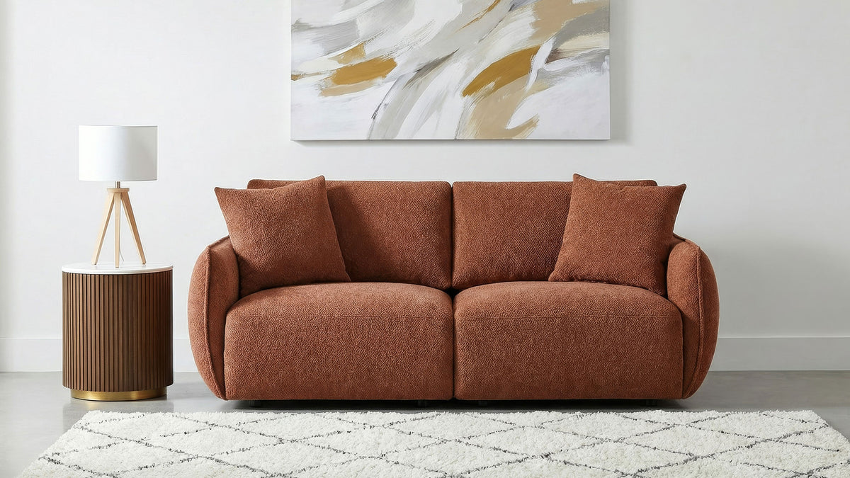 Elysia Fabric Upholstered Modular Lounge Loveseat - Coral