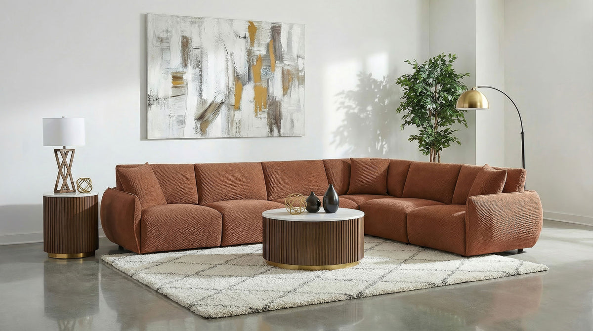 Elysia 6-piece Fabric Upholstered Modular Sectional Sofa - Coral