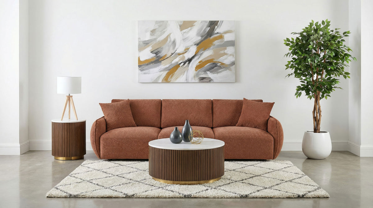 Elysia Fabric Upholstered Modular Lounge Sofa - Coral