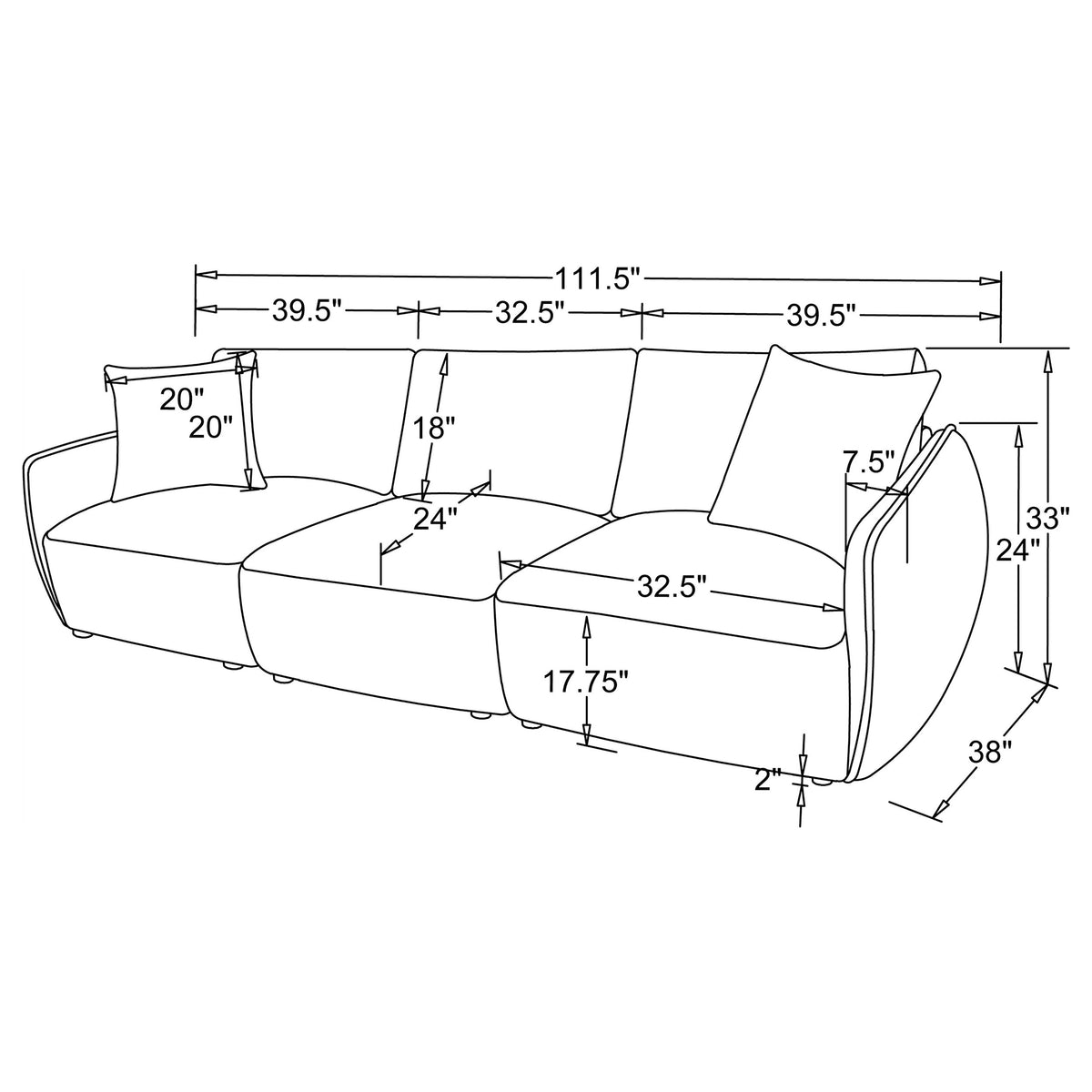 Elysia Fabric Upholstered Modular Lounge Sofa - Coral