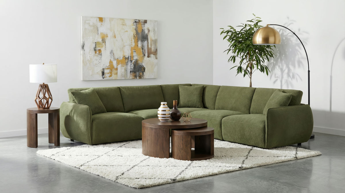 Elysia Fabric Upholstered Modular Armless Chair - Green