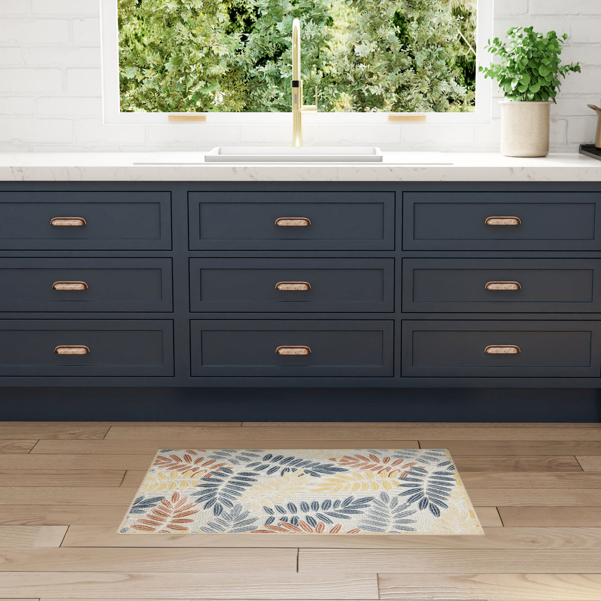 Aloha ALH18 Ivory Blue Rug - room scene