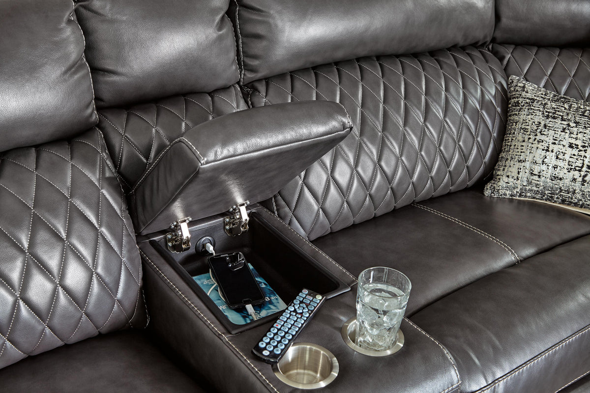Samperstone 3-Piece Power Reclining Sectional Loveseat Faux Leather
