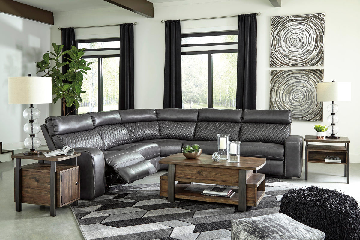 Samperstone 5-Piece Power Reclining Sectional Faux Leather