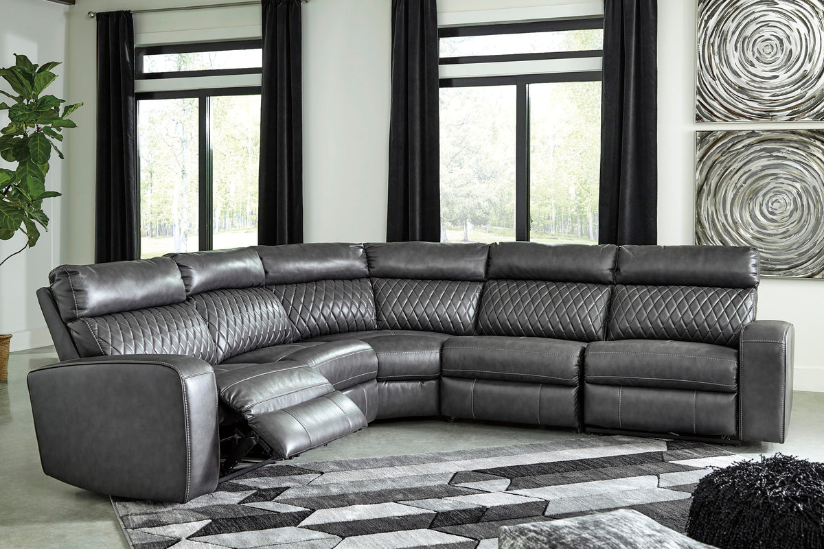 Samperstone 5-Piece Power Reclining Sectional Faux Leather