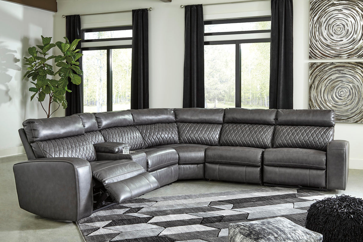 Samperstone 6-Piece Power Reclining Sectional Faux Leather