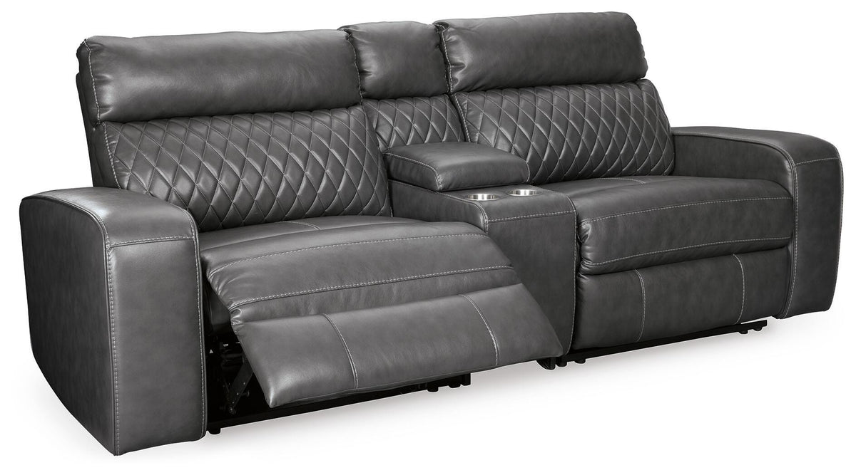 Samperstone 3-Piece Power Reclining Sectional Loveseat Faux Leather