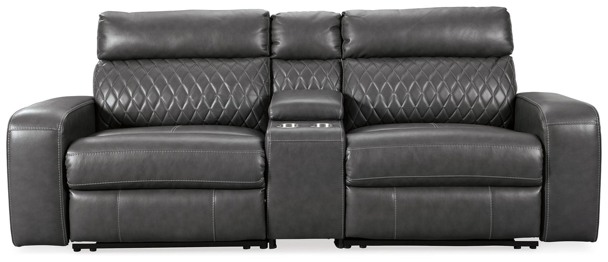 Samperstone 3-Piece Power Reclining Sectional Loveseat Faux Leather