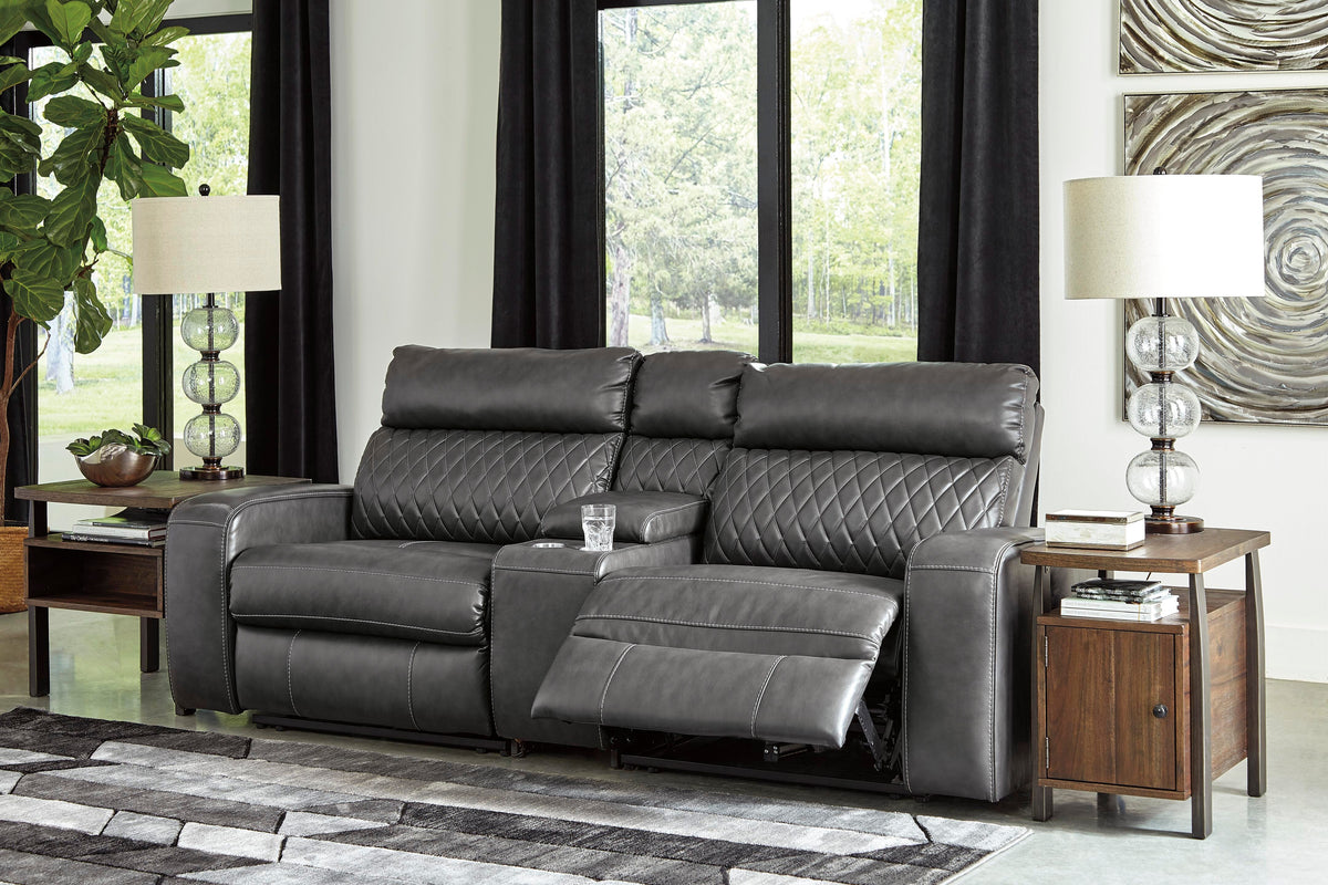 Samperstone 3-Piece Power Reclining Sectional Loveseat Faux Leather