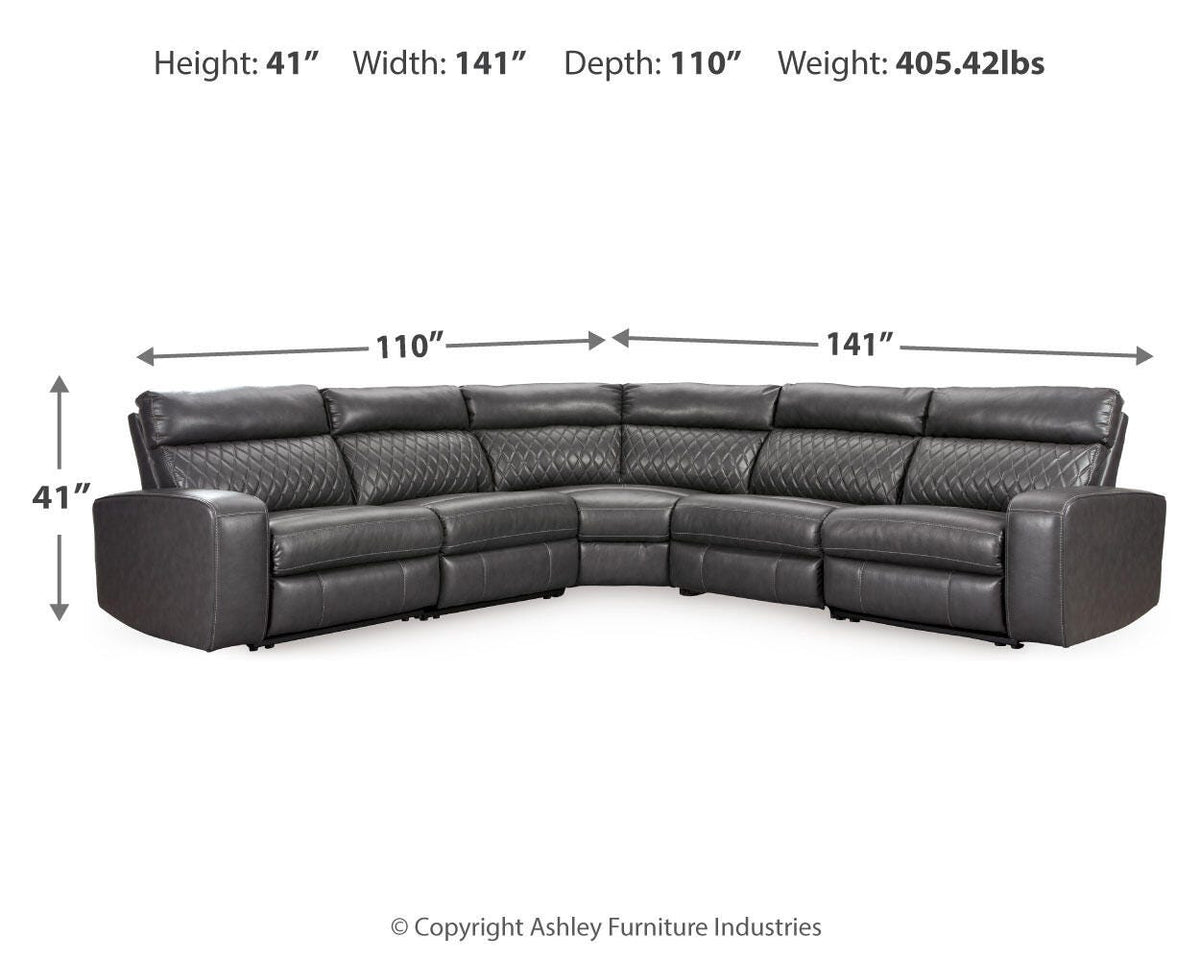Samperstone 5-Piece Power Reclining Sectional Faux Leather