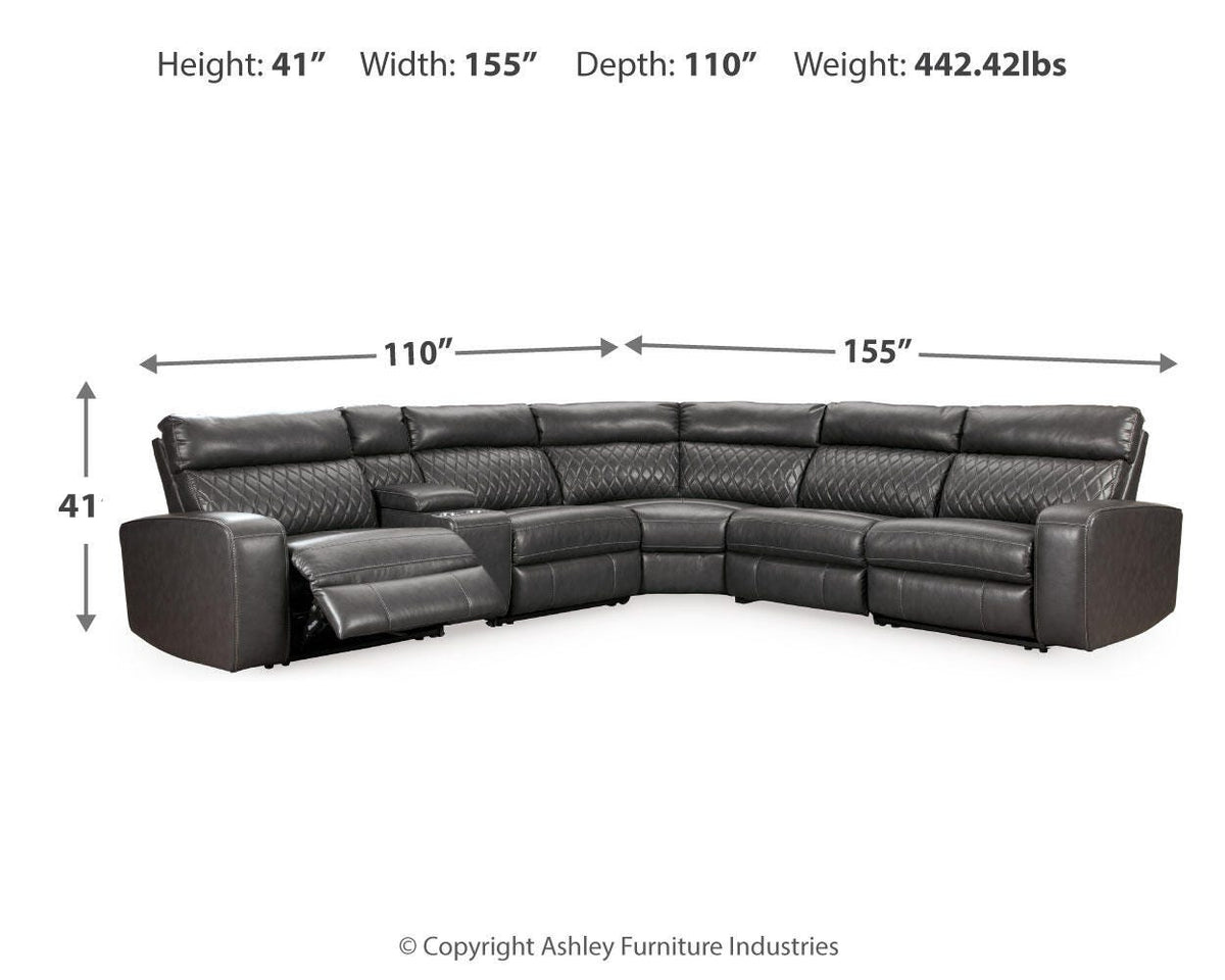 Samperstone 6-Piece Power Reclining Sectional Faux Leather