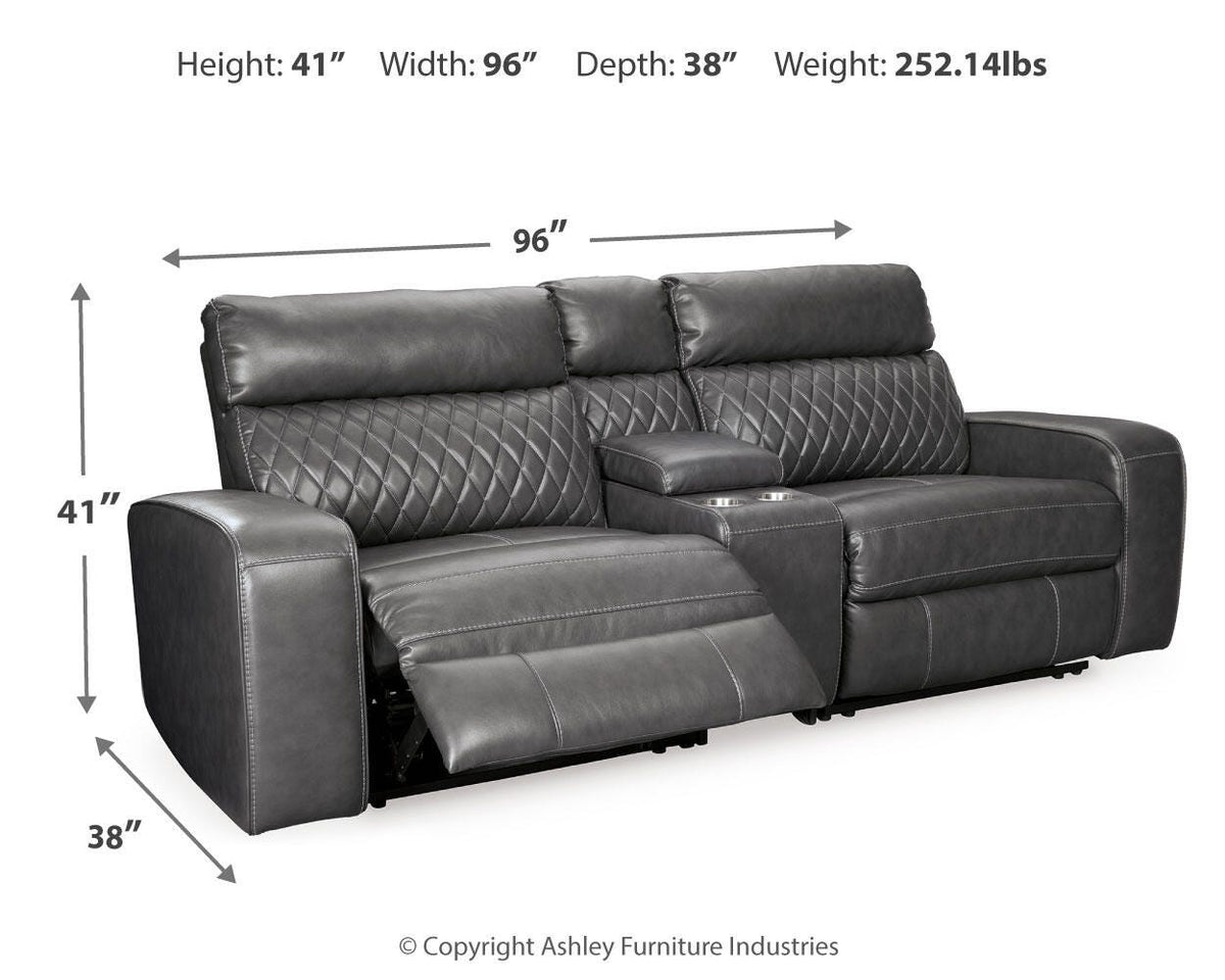 Samperstone 3-Piece Power Reclining Sectional Loveseat Faux Leather