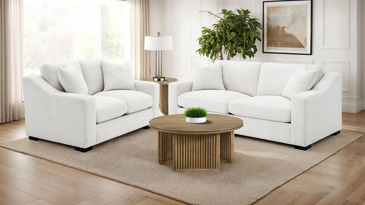 Ashlyn 2-piece Upholstered Track Arm Sofa Set Sand