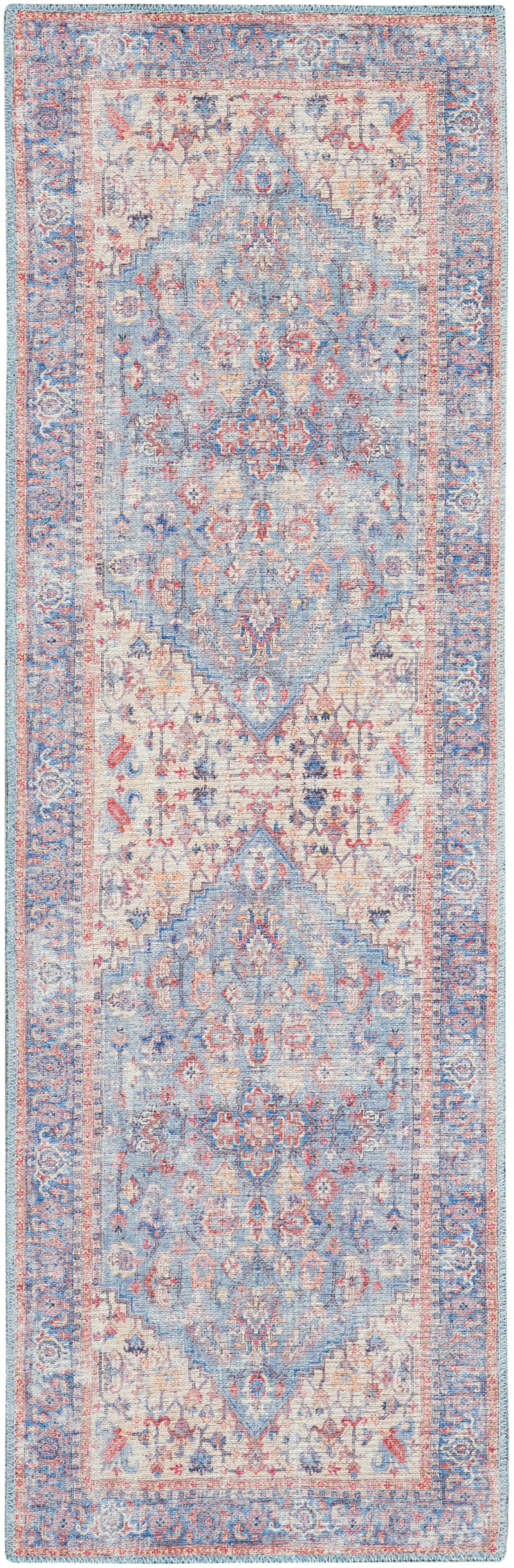 New Concept Washables SR104 Blue Multicolor Rug - Runner