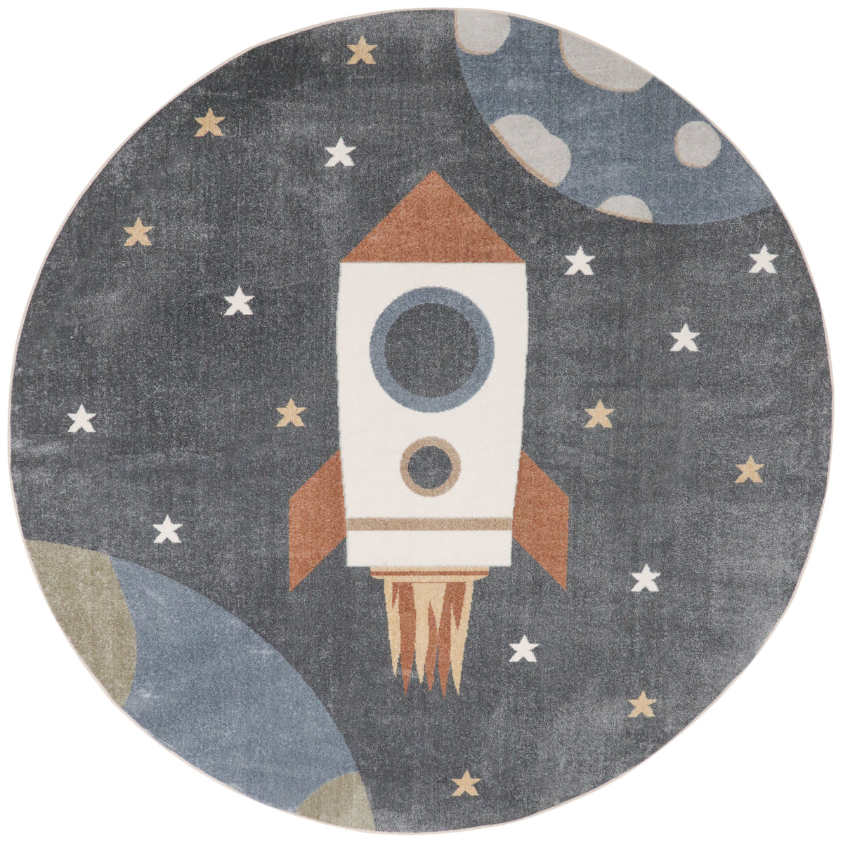 Astra Machine Washable ASW06 Sky Blue Rug - Round