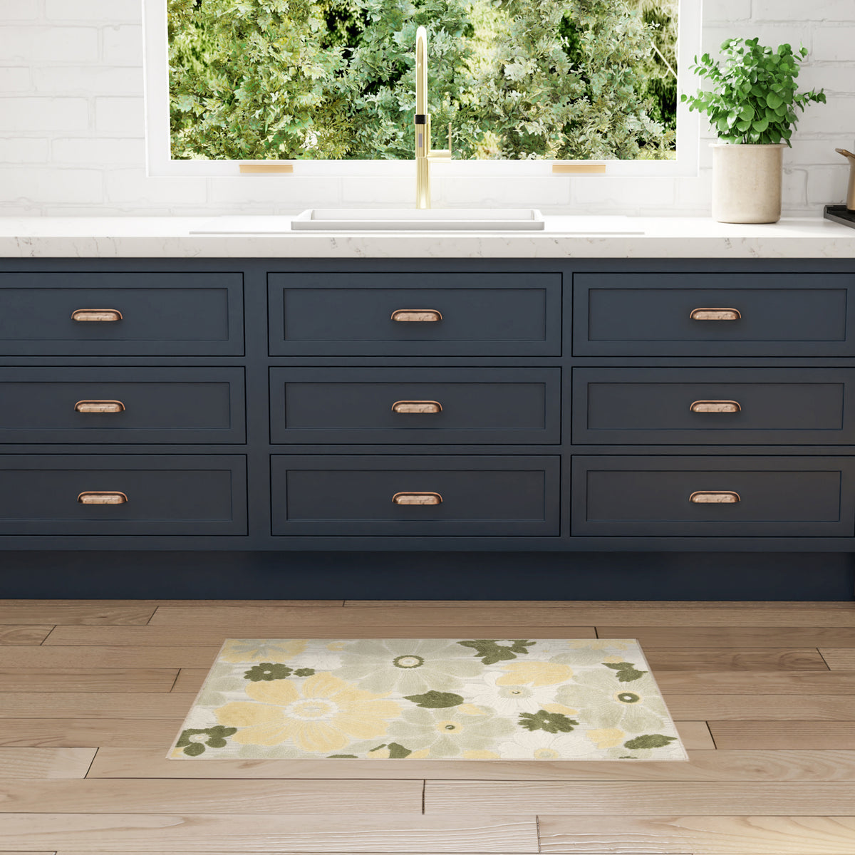 Aloha ALH42 Ivory Green Rug - room scene