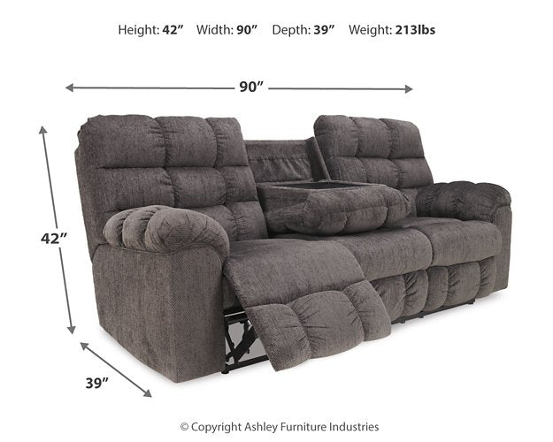 Acieona Reclining Sofa with Drop Down Table