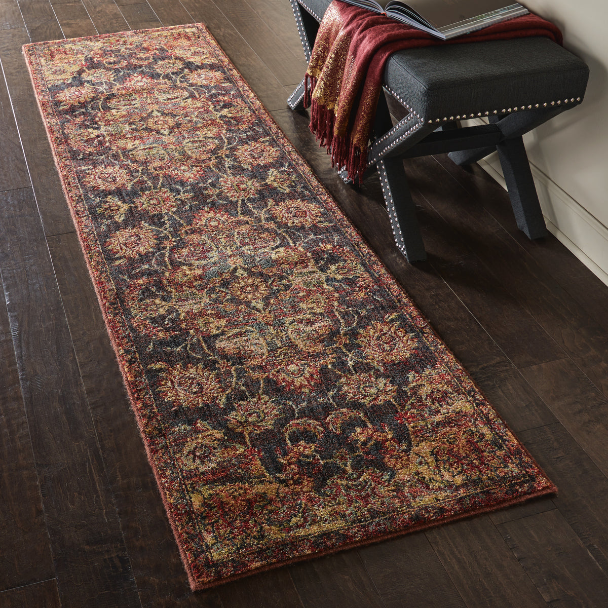 Jewel JEL01 Ember Red Rug - room scene