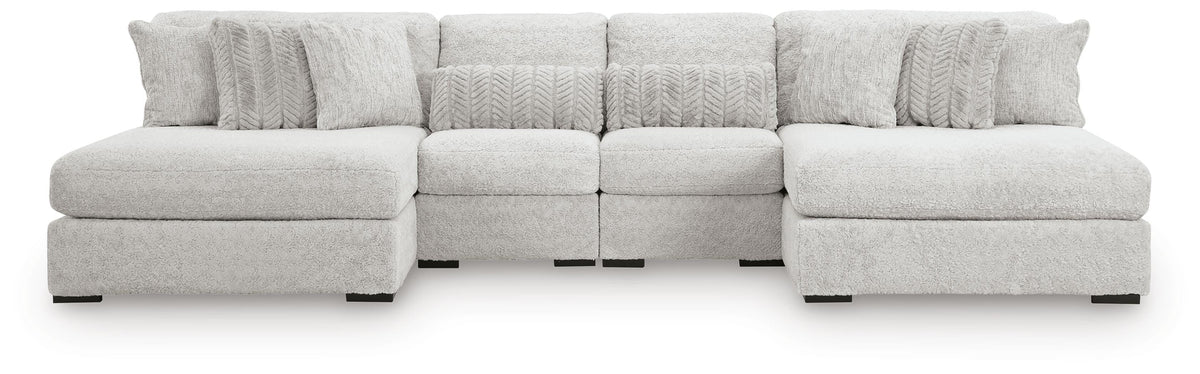 Cuddle Plush 4-Piece Sectional with Chaise Velvet Chenille