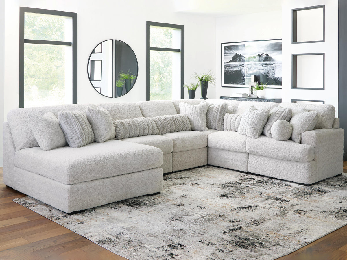 Cuddle Plush 6-Piece Sectional with Chaise Velvet Chenille