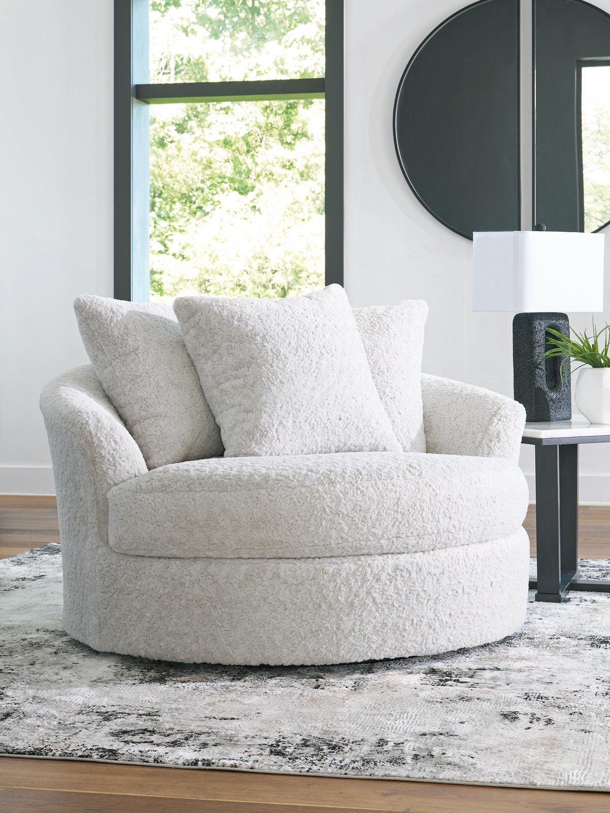 Cuddle Plush Oversized Swivel Accent Chair Velvet Chenille