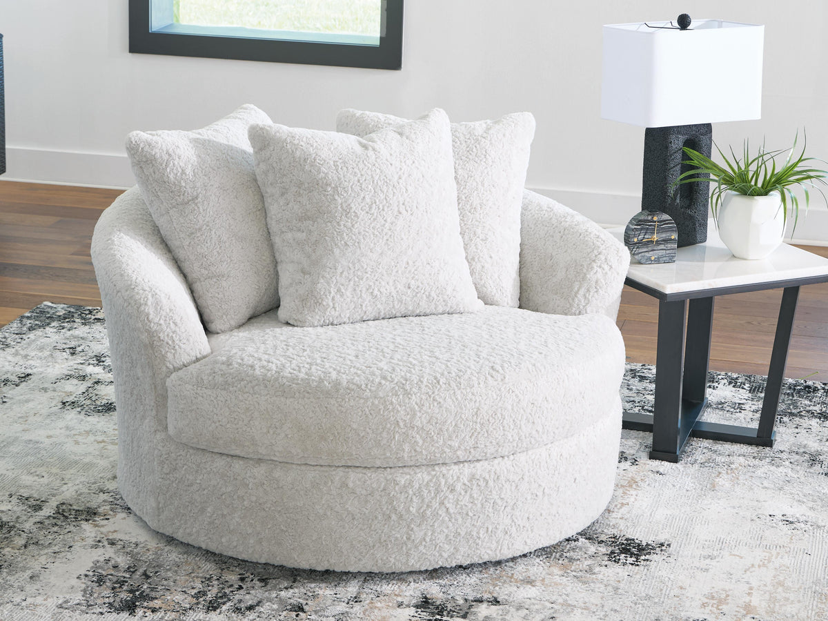 Cuddle Plush Oversized Swivel Accent Chair Velvet Chenille